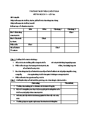Đề kiểm tra học kì I Tin học 6 - Trường THCS Trần Quốc Toản